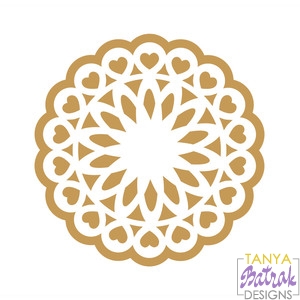 2 Layered Doily with Hearts svg cut file
