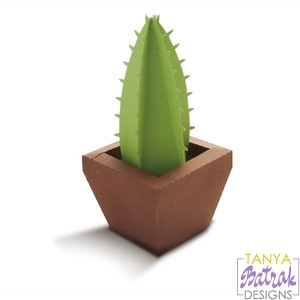 Download 3D Cactus In A Pot svg cut file for Silhouette, Sizzix ...