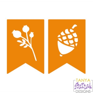 Acorn and Twig Autumn Banners svg cut file