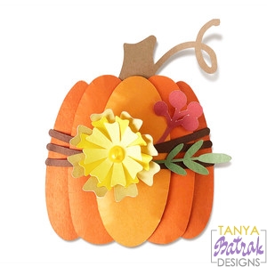 Autumn Layered Pumpkin With Flower svg cut file