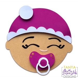 Baby Girl in a Cap with a Pacifier svg cut file