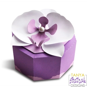 Download Box With 3D Orchid Flower svg cut file for Silhouette ...