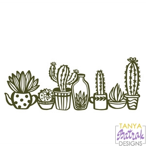 Cactuses And Succulents Border svg cut file
