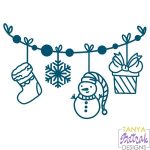 Christmas Border with Snowman, Snowflake, Stocking & Gift