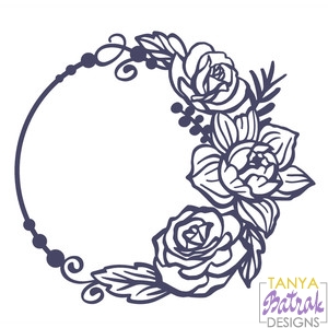 Circle Frame With Flowers svg cut file