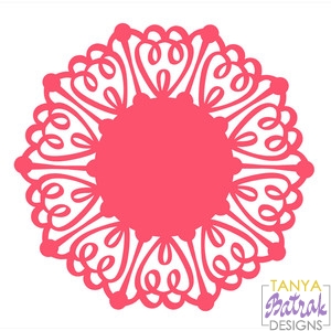 Doily Hearts & Curls Red svg cut file