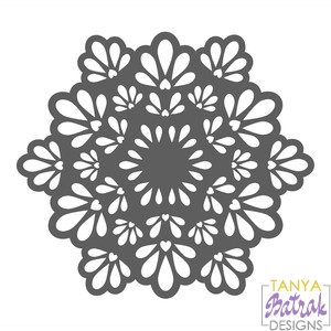 Doily with Flowers Composition svg cut file