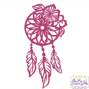 Dream Catcher With Flowers svg cut file