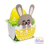 Eggshell Shaped Box With Easter Bunny svg cut file