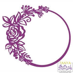 cut and engraving files Flowers wreath svg Print Flower circle png Circle frame svg Flower circle clipart Mom in a flower circle frame