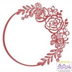 Flower Circle Frame Wreath with Butterfly svg cut file