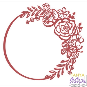 Flower Circle Frame Wreath with Butterfly svg cut file