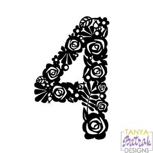 Download Flower Number 4 svg cut file for Silhouette, Sizzix, Sure ...