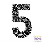 Flower Number 5 svg cut file