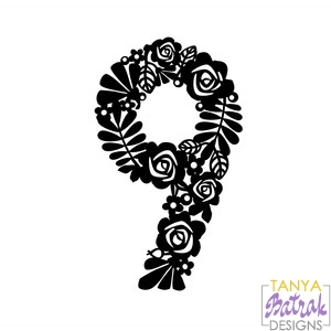 Download Flower Number 9 svg cut file for Silhouette, Sizzix, Sure ...