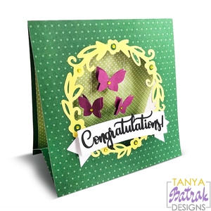 Folded Card With Fluttering Butterflies svg cut file