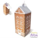 Gingerbread Two-Storied House Box svg cut file