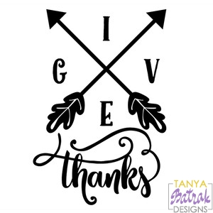 Give Thanks Ornament with Arrows svg cut file