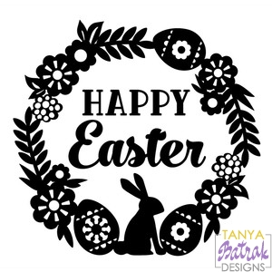 Download Happy Easter Flower Wreath svg cut file for Silhouette ...