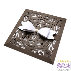 Lace Square Envelope With A Bow svg cut file