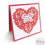 Layered Card With Floral Heart svg cut file
