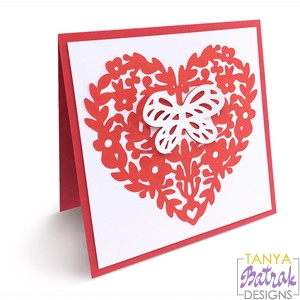 Download Layered Card With Floral Heart svg cut file for Silhouette ...