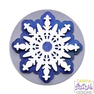 Layered Circle Label With 2 Snowflakes