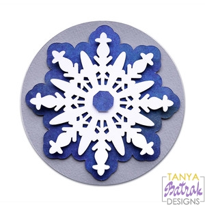 Layered Circle Label With 2 Snowflakes svg cut file