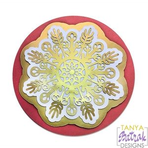 Layered Circle Label With Intricate Snowflake