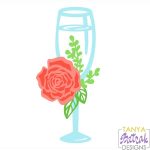 Layered Wedding Glass With Flowers svg cut file