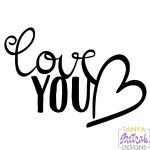 Love You Title with Heart svg cut file