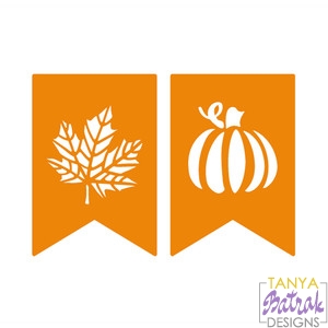 Maple Leaf and Pumpkin Autumn Banners svg cut file