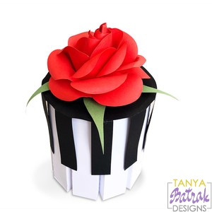 Piano Tube Box With 3D Rose svg cut file