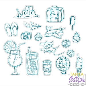Sketched Summer Stickers svg cut file