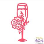 Wedding Glass With Flowers svg cut file