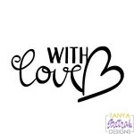 With Love Inscription with Heart svg cut file