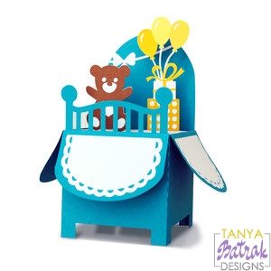Download Baby Crib Box Card svg cut file for Silhouette, Sizzix ...