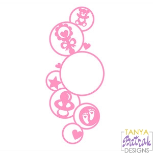 Baby Photo Frame 7 Circles with Baby Items svg cut file