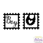 Baby Postage Stamps Boy and Bib