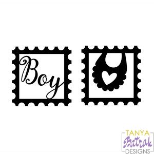 Download Baby Postage Stamps Boy And Bib Svg File