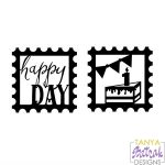 Baby Postage Stamps Happy Day & 1 Year Cake
