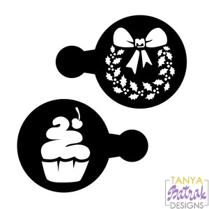Cake/Cupcake/Cappuccino Stencil with Cake and Christmas Wreath svg cut file