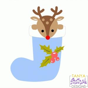 Christmas Stocking With Deer svg cut file