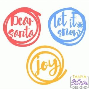 Circle Labels Dear Santa, Let It Snow, Joy