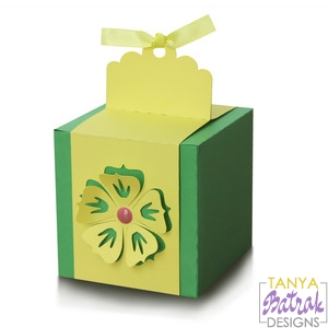 Cube Box With Flowers svg cut file