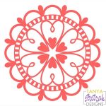 Doily with Hearts svg cut file