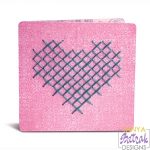 Folded Card With Heart Cross Stitch Pattern