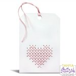 Folded Tag With Heart Cross Stitch Pattern svg cut file