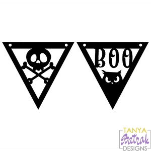 Halloween Banners with Skull & Boo svg cut file
