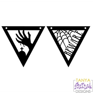 Halloween Banners with Zombi's Hand & Cobwebs svg cut file